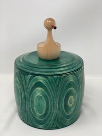 Green wooden box with paddling duck 202//269